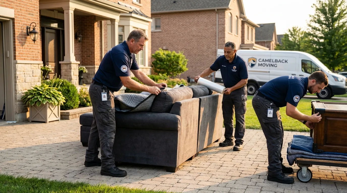 Large estate moving crew wrapping furniture in Lakewood, IL