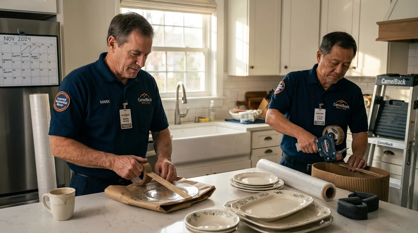 Professional crew packing kitchen dishware in Lakewood, IL